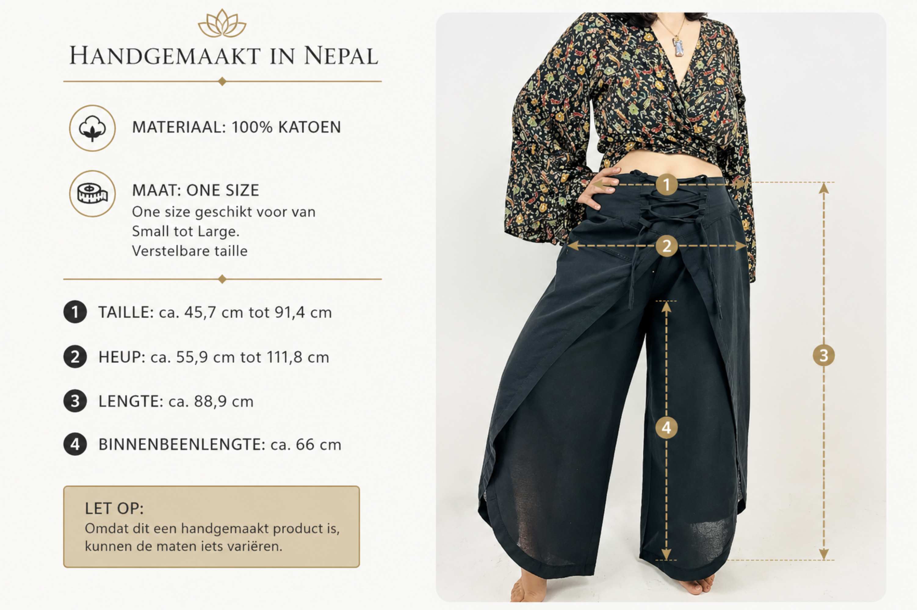 Boho Wrap Broek “Nomad Flow” – 100% Katoen | One Size