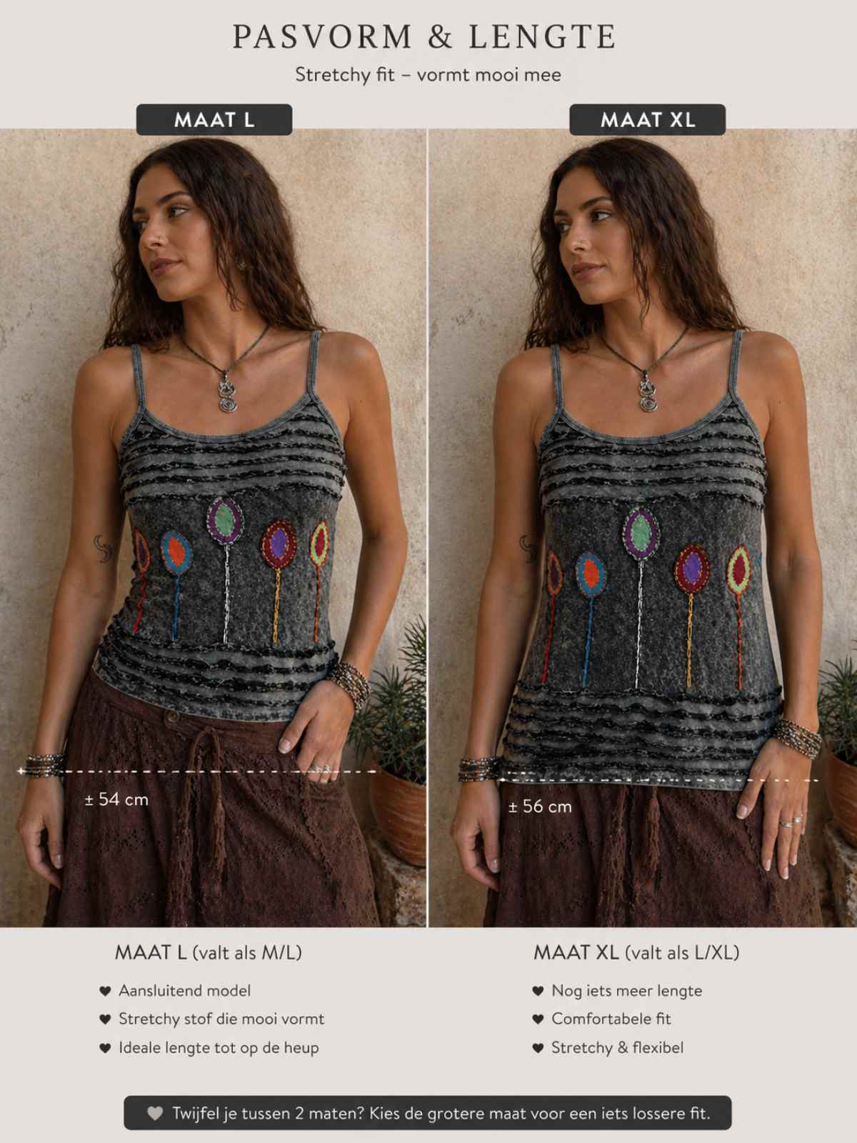 boho top dames maat xl langere pasvorm stretchy katoen