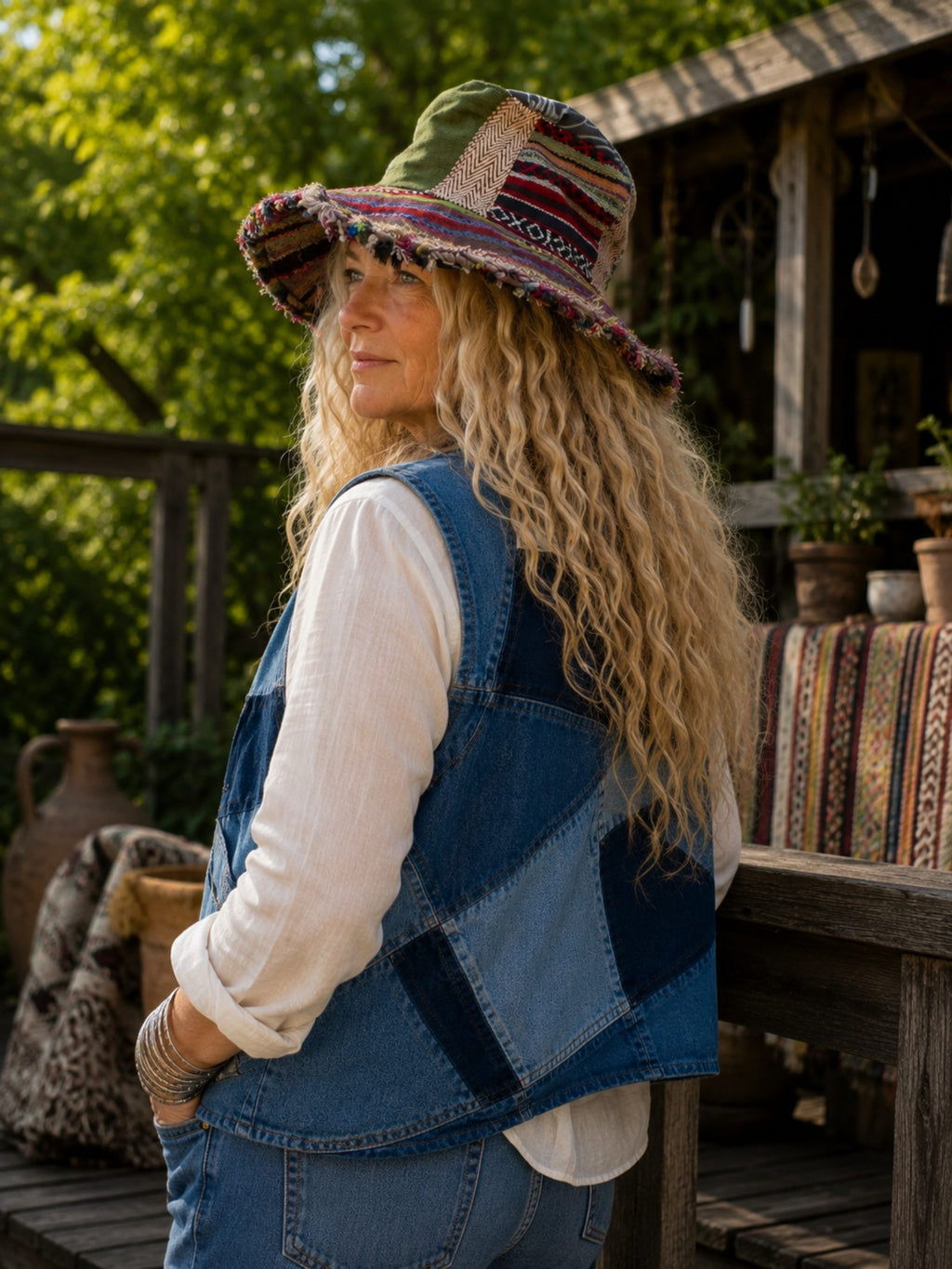 Handgemaakte Boho Patchwork Hoed – One of a Kind