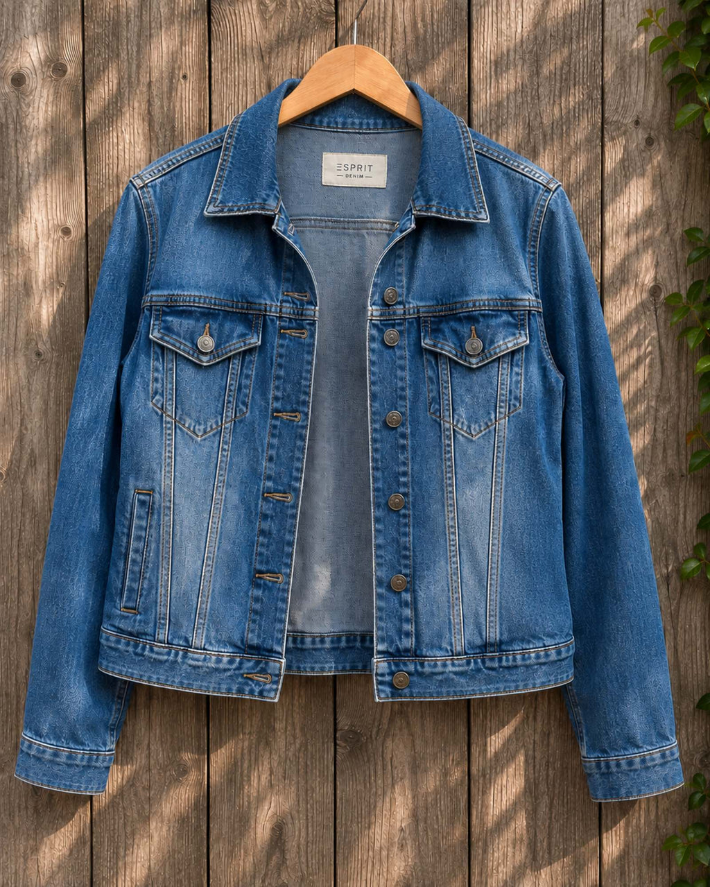 Freedom upcycled denim jasje voorkant met borstzakken en knoopsluiting