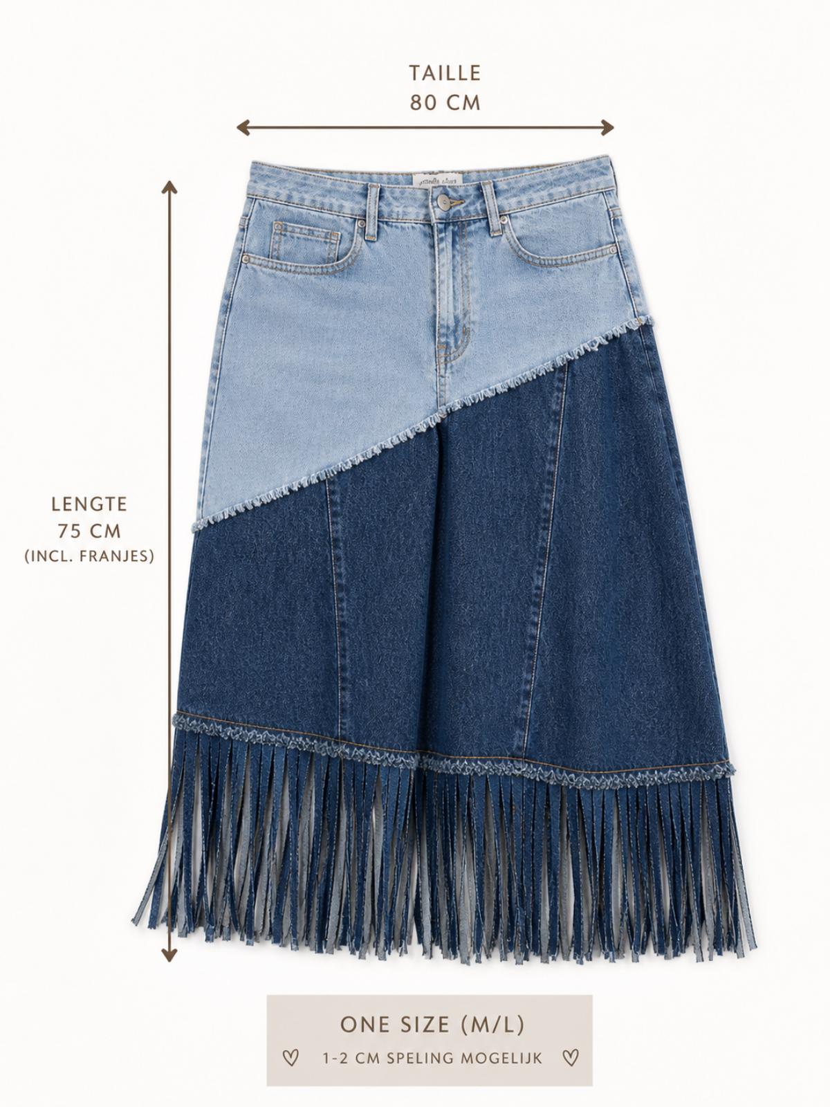 Maat afbeelding denim rok taille lengte