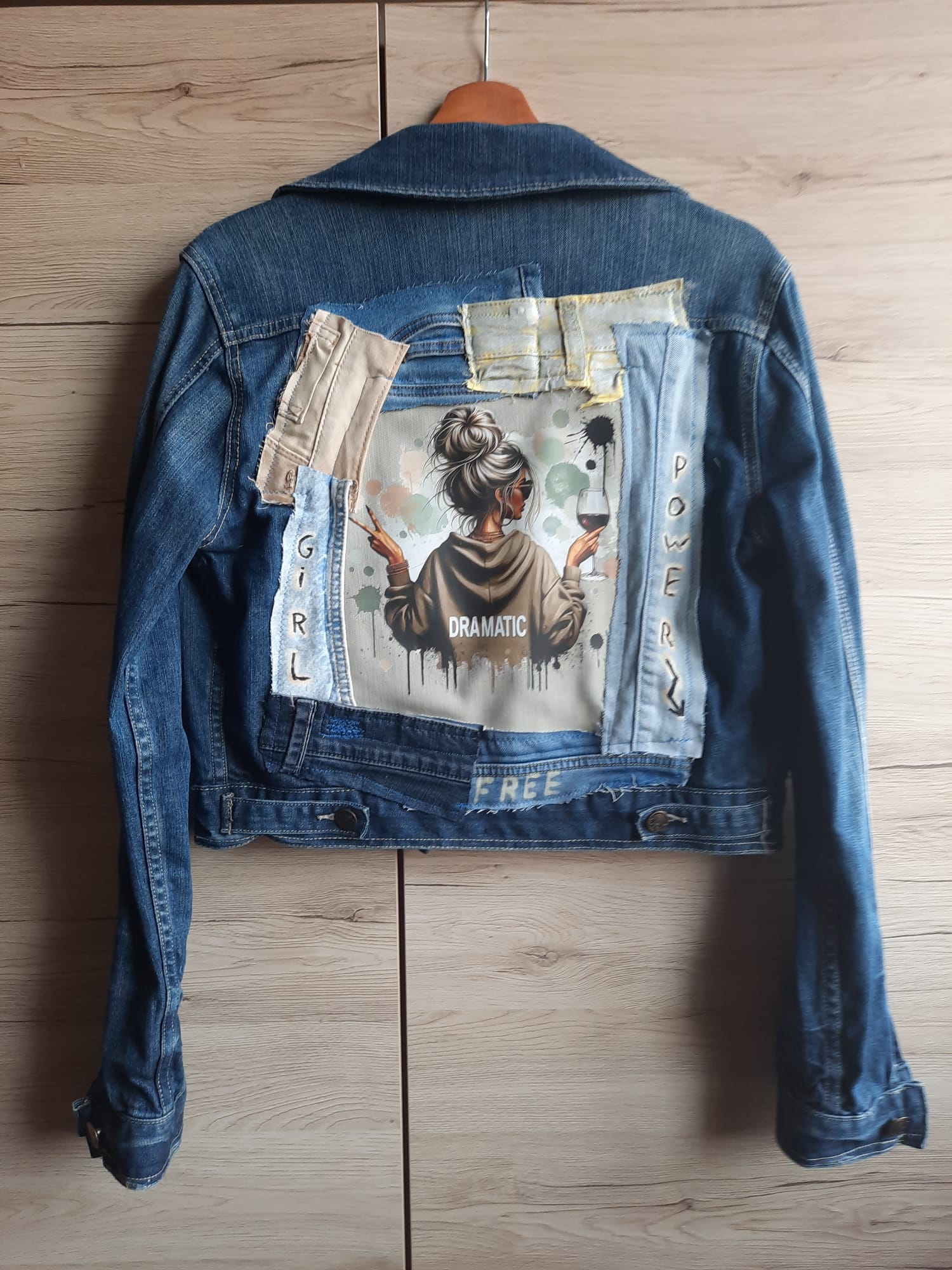 Rebel Girl Power Upcycled Denim Jasje – One of a Kind