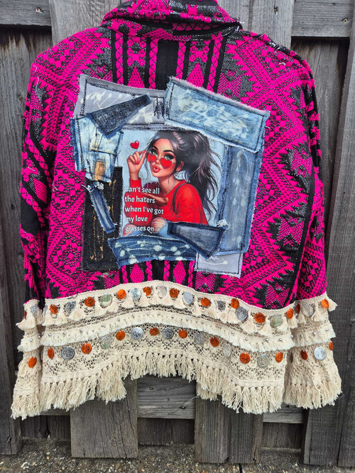 One of a Kind Boho Jacket – Upcycled Denim Statement